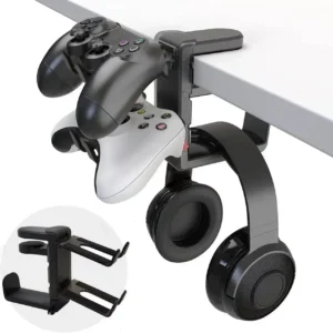 Support gaming universel pour casque et manette avec fixation bureau